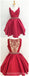 Col en V rouge voir à travers des robes de bal pas cher personnalisées 2018, CM427