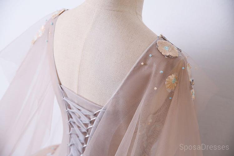Tulle V Neck Long Ball Gown Evening Prom Dresses, Cheap Custom Sweet 16 Vestidos, 18499