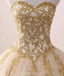 Querida Ouro Applique vestido de baile longos Evening Prom Dresses, Evening Party Prom Dresses, 12203