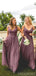 Spaghetti Straps Dusty Rose Long Bridesmaid Robes en ligne, Robes de demoiselles d’honneur bon marché, WG732
