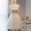 Χαριτωμένο Γκρι Δαντέλα Short Homecoming Prom Φορέματα, Οικονομικά Σύντομο Κόμμα Χορό Γλυκό 16 Φορέματα, Τέλεια Homecoming Φορέματα Κοκτέιλ, CM372