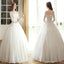 Vantage Off Shoulder Long Sleeve White Lake Wedding Dresses, Lake Up Bridal Gown, WD0009