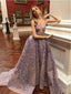 Dusty Purple Lace A linha Scoop Cheap Long Evening Prom Vestidos, Sweet Sweet 16 Vestidos, 18377