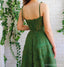 Dark Green A-line Spaghetti Straps Long Prom Dresses Online, Dance Dresses,12701