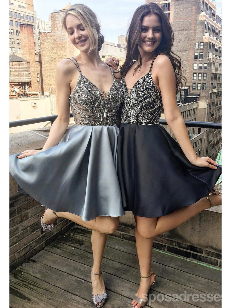 Spahgetti correias pesadamente frisada strass vestidos curtos para baile on-line, CM607
