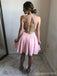 Sexy Open Back Neckholder Spitze Pink Short Homecoming Kleider Online, CM637