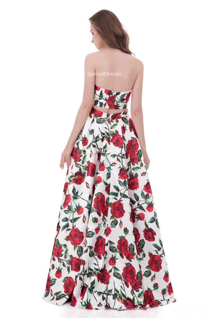 Σέξι Δύο Κομμάτια Απλή Στράπλες Τυπωμένο Λουλούδι Μακρύ Βράδυ Φορέματα Prom, τη Δημοφιλή Φτηνή Καιρό 2018 Κόμμα Φορέματα Prom, 17253