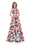 Deux morceaux sexy licol simple robes de bal d'étudiants de soir de Flower Long imprimées, Long bon marché Populaire robes de bal d'étudiants du parti de 2018, 17254