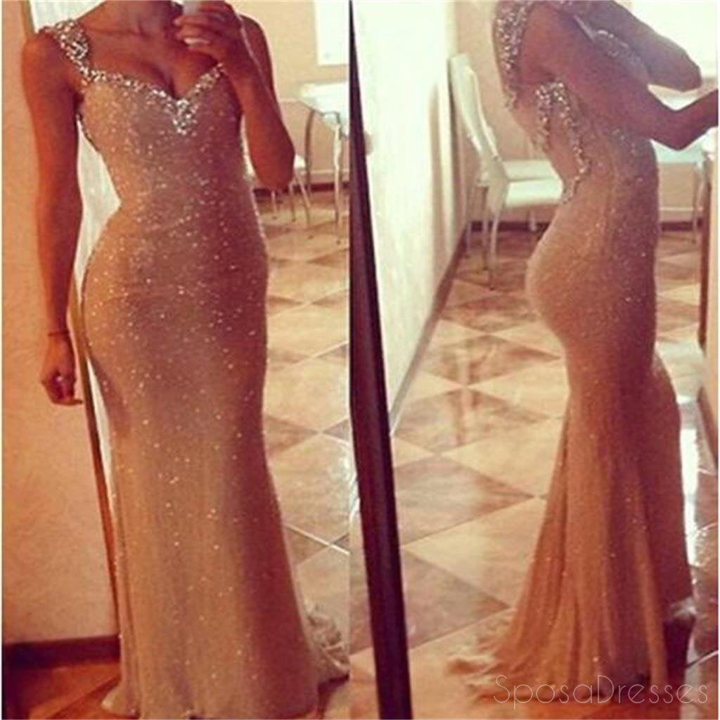 Sexy See through Long Mermaid Sequin Prom Dress, PD0109