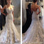 White lace Mermaid Wedding Dresses, Sexy Backless Prom Dresses, Gorgeous Prom Gown, WD0129