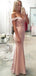 Robes de bal de soirée sirène rose fard à joues, longues robes de bal en dentelle, 17061