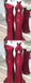 Sereia vermelho-escura mal combinada dama de honra longa barata veste-se online, WG557