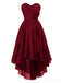 Robes de bal pas chères en mousseline de soie rouge foncé haut bas en ligne, robes de bal courtes pas chères, CM759