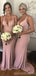 Halter Pale Pink Γοργόνα Μήκος δαπέδου Φορέματα παράνυμφων Online, WG562