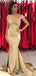 Champagne Gold Off Shoulder Sereia Sexy Vestidos baratos de dama de honra online, WG568