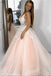 Sexy See Through Lace Απλικέ Ανοιχτό Ροζ Α Γραμμή Μακρυμάνικη Φορέματα Νυχτερινής Προβολής, 17450
