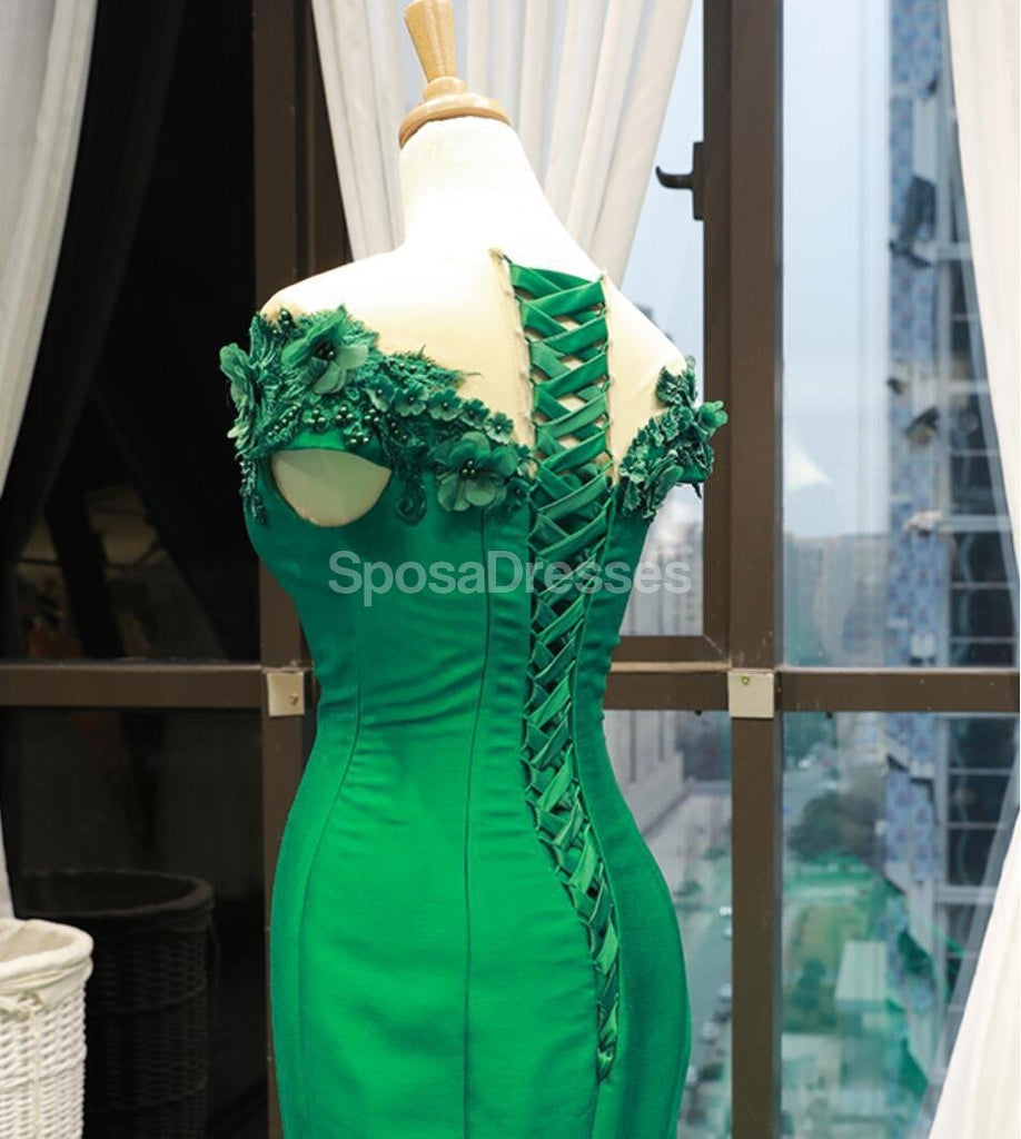 Off Shoulder Green Lace Mermaid Long Evening Prom Dresses, Abendparty Prom Dresses, 12280