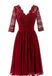 Σκούρο Κόκκινο Μακρύ Μανίκι Δαντέλα Σύντομο Φορέματα Παράνυμφων, η Φτηνή Συνήθεια Σύντομη Φορέματα Παράνυμφων, Οικονομικά Παράνυμφος Φορέματα, BD024
