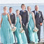 Tiffany costume de gaze de tiras azul vestidos de dama de honra longos baratos, WG241