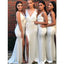 O Decote em V Fenda Lateral Barato a Longo Simples Vestidos de Dama de honra Online, Baratos Vestidos das Damas de honra, WG727