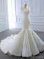 V Neck Lace Mermaid Wedding Dresses, Cheap Wedding Gown, WD716
