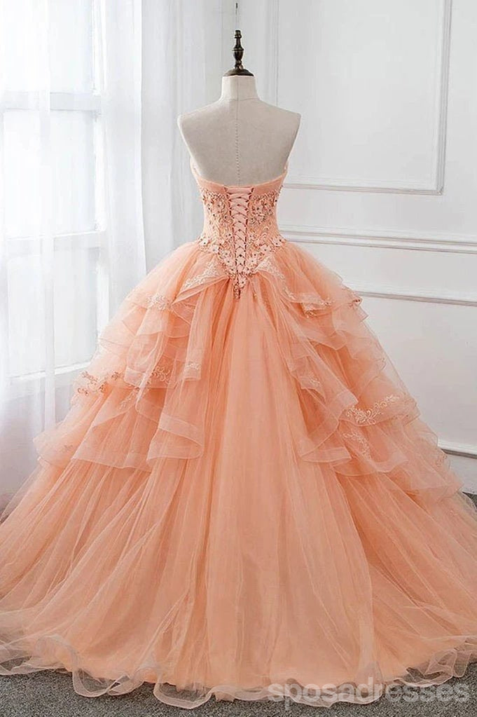 Orange A-line Sweetheart Long Prom Dresses Online, Evening Party Dresses,12685