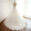 Durchsichtig V-Ausschnitt A-Linie Spitze lange benutzerdefinierte günstige Hochzeit Brautkleider, WD300