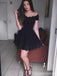 Από τον Ώμο Μαύρη Δαντέλα Απλό Φθηνά Σύντομη Φορέματα Homecoming 2018, Μικρό Μαύρο Φόρεμα, CM548