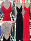 Sexy Backless V pescoço Beaded Floor Long Custom Evening Prom Dresses, 17420