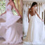 Longues robes de mariée de lacet de plage de fourreau dos nu sexy, robe de mariée en mousseline, WD0091