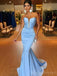 Simple Blue Mermaid Sweetheart Long Evening Prom Robes, Cheap Custom Sweet 16 Robes, 18473