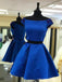 Vestidos de baile azuis simples e simples de duas peças com manga comprida, CM471