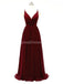 Dark Red Spaghetti Straps Chiffon Open Back Cheap Bridesmaid Robes en ligne, WG584