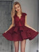 Βουργουνδίας Καπάκι Μανίκια Lace Φθηνά Σύντομες Φορέματα Στο Διαδίκτυο, CM661