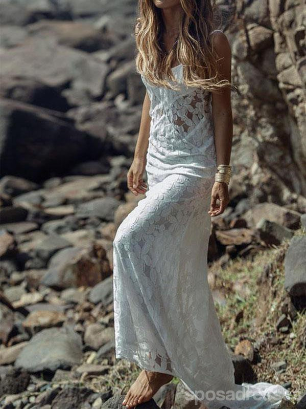 Δείτε μέσα από δαντέλα γοργόνα Παραλία μακρύ γάμο Νυφικά φορέματα, WD294
