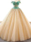 Fora de Ombro Verde Strass Bola Vestido Longo de Noite, Vestidos de Baile Barato Sweet 16 Dresses, 18434