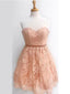 Sweetheart Champagne Lace Billig Kurze Homecoming Dresses Online, CM591