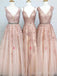 Barato V pescoço A-line Lace Beaded Evening Prom Dresses, Cheap Custom Sweet 16 Vestidos, 18487