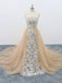 Sem alças Champagne Lace barato longo Evening Prom Dresses, Evening Party Prom Dresses, 18625