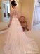 Δημοφιλή φθηνά γαμήλια φορέματα μακρυμάνικα δαντέλα A-line, WD400