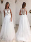 Manches courtes Bateau Robes de mariée A-ligne en ligne, Robes de mariée en dentelle à bas prix, WD448