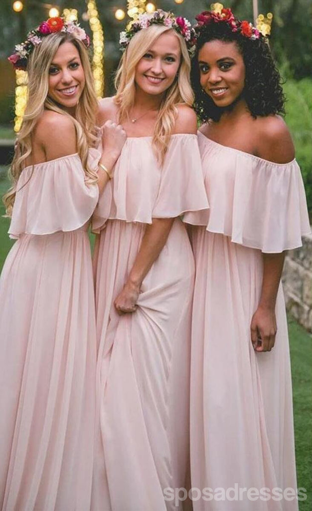 Φορέματα σε ανοιχτό ροζ ροζ σιφόν μακρύ φόρεμα παράνυμφων σε απευθείας σύνδεση, WG293