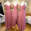 Robes de demoiselle d'honneur longues en mousseline de soie rose poussiéreux en ligne, robes de demoiselles d'honneur pas chères, WG690