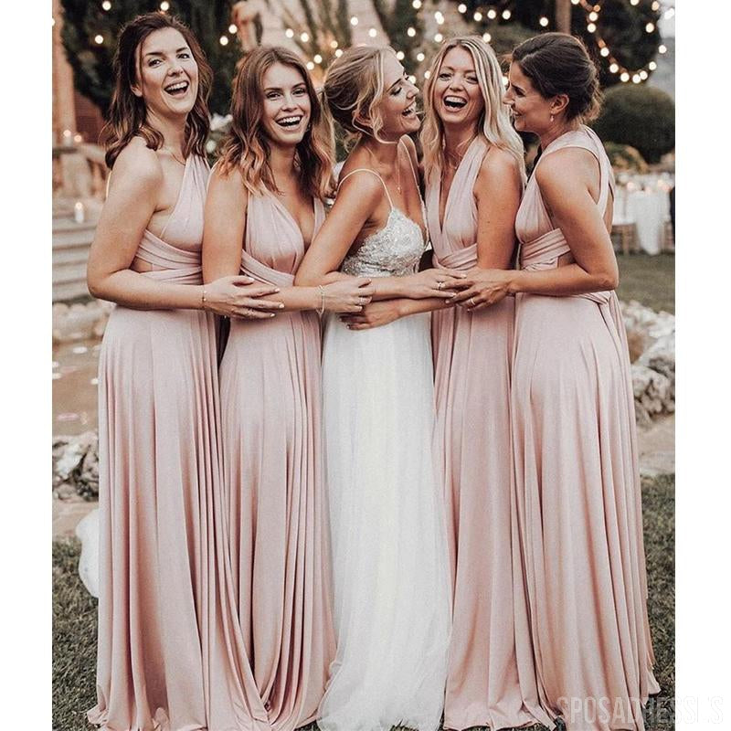 Conversível Pink Long Bridesmaid Vestidos Online, Vestidos Baratos De Bridesmaids, WG741