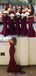 Σέξι Γοργόνα Sweet Heart Σκούρο Κόκκινο Δαντέλα Φτηνές Καιρό το Κόμμα του Γάμου Φορέματα Παράνυμφων, BD100