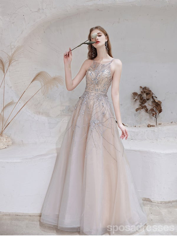 Querida pescoço ouro lantejoulas uma linha barato longo Evening Prom Dresses, Evening Party Prom Dresses, 12350