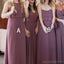 Robes de demoiselle d'honneur pas chères en mousseline de soie violet dépoussiéré en ligne, WG268