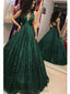 Esmeralda Verde V Pescoço Sparkly Ball Vestido Baratos Noturnos Baile De Formatura, Vestidos De Baile Da Noite Festa, 12156