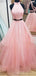 Deux pièces blush rose dentelle longues robes de bal de soirée, robes de bal personnalisées à bas prix, 18609