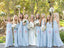 Populaire dépareillé bleu chiffon longueur de plancher bon marché longue robes de demoiselle d’honneur en ligne, WG567